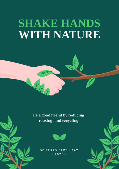 Shake Hands with Nature Earth Day – Flyer Template 420x595 template