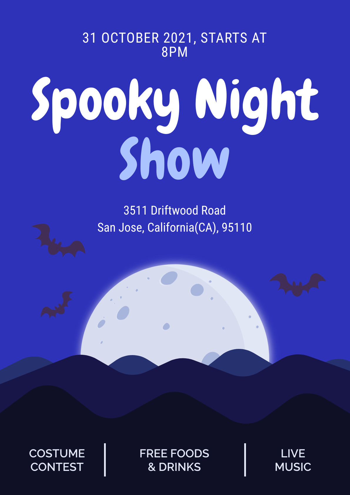 Halloween Spooky Night Show Poster 1191x1684 template