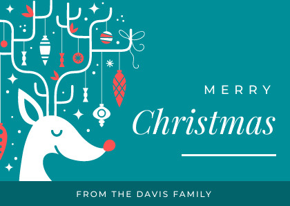 Green Merry Christmas Deer Card 420x298 template