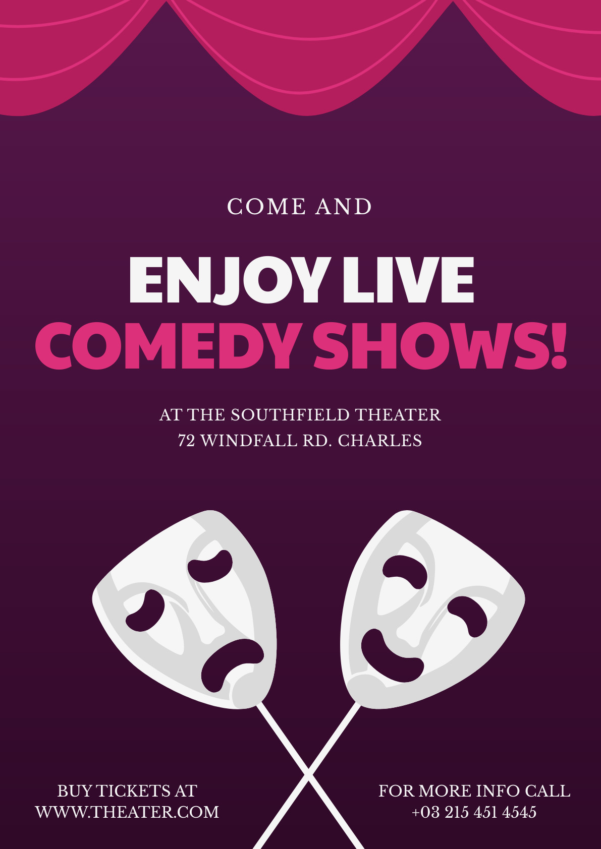 Enjoy Live Comedy Shows – Poster Template 1191x1684 template