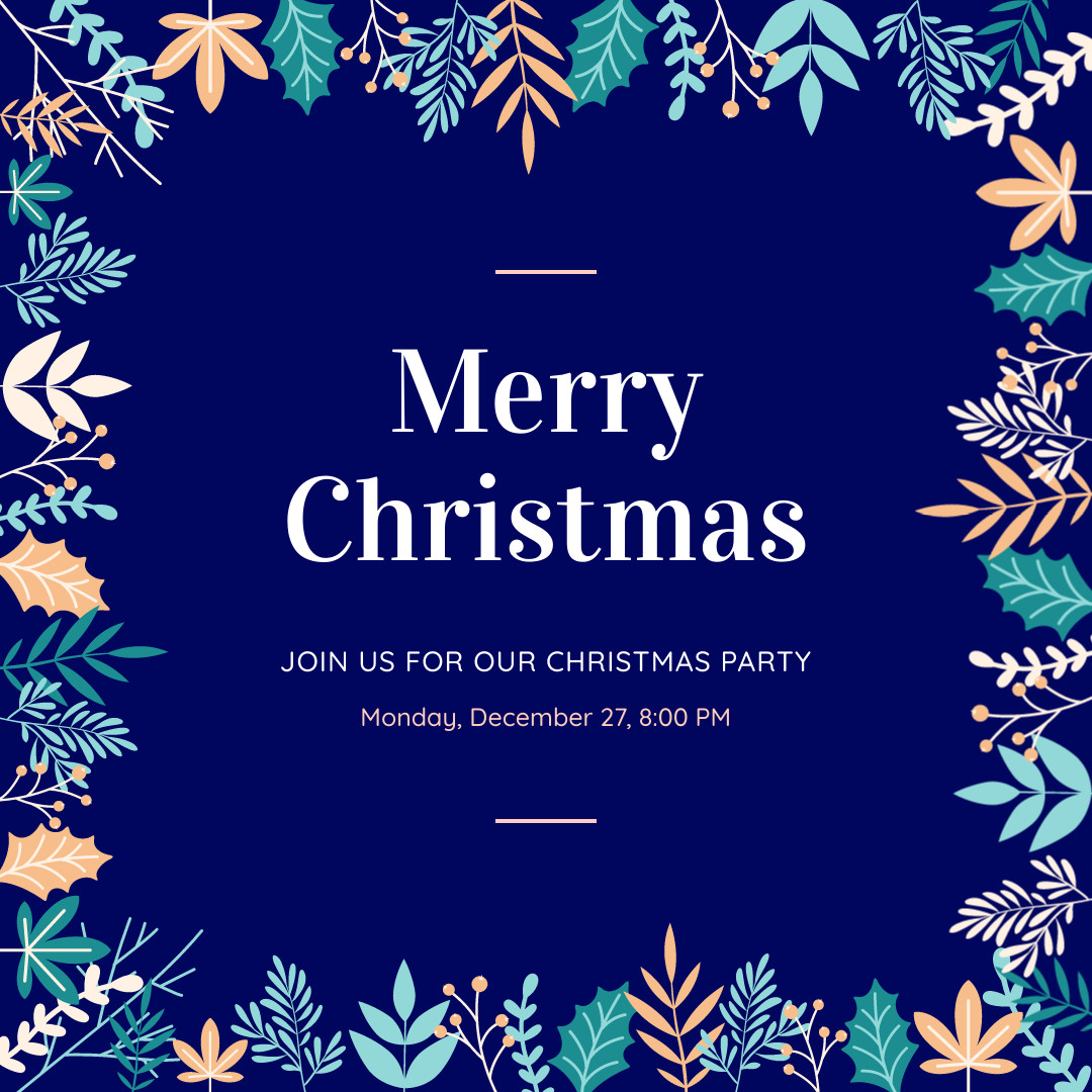 Our Christmas Party Holiday Leaves 1080x1080 template