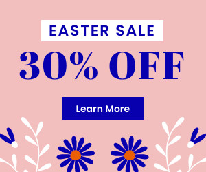 Easter Sale Blue Flower Illustration 300x250 template