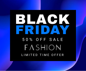Black Friday 50 Blue Fashion Sale 300x250 template