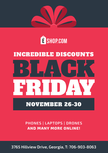 Incredible Discounts Black Friday Red Bow Flyer 420x595 template