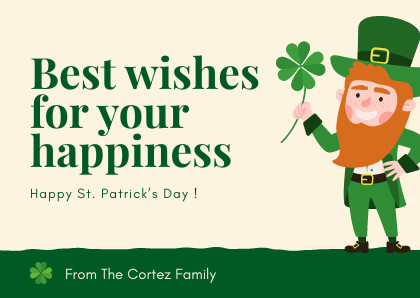 Saint Patrick's Cute Illustration Best Wishes – Card Template 420x298 template
