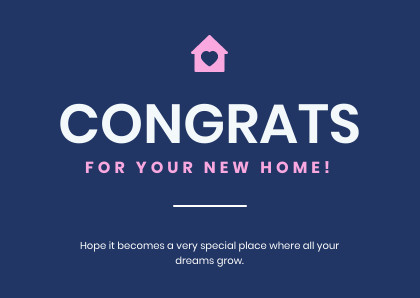 New Blue Home Congrats – Card Template 420x298 template
