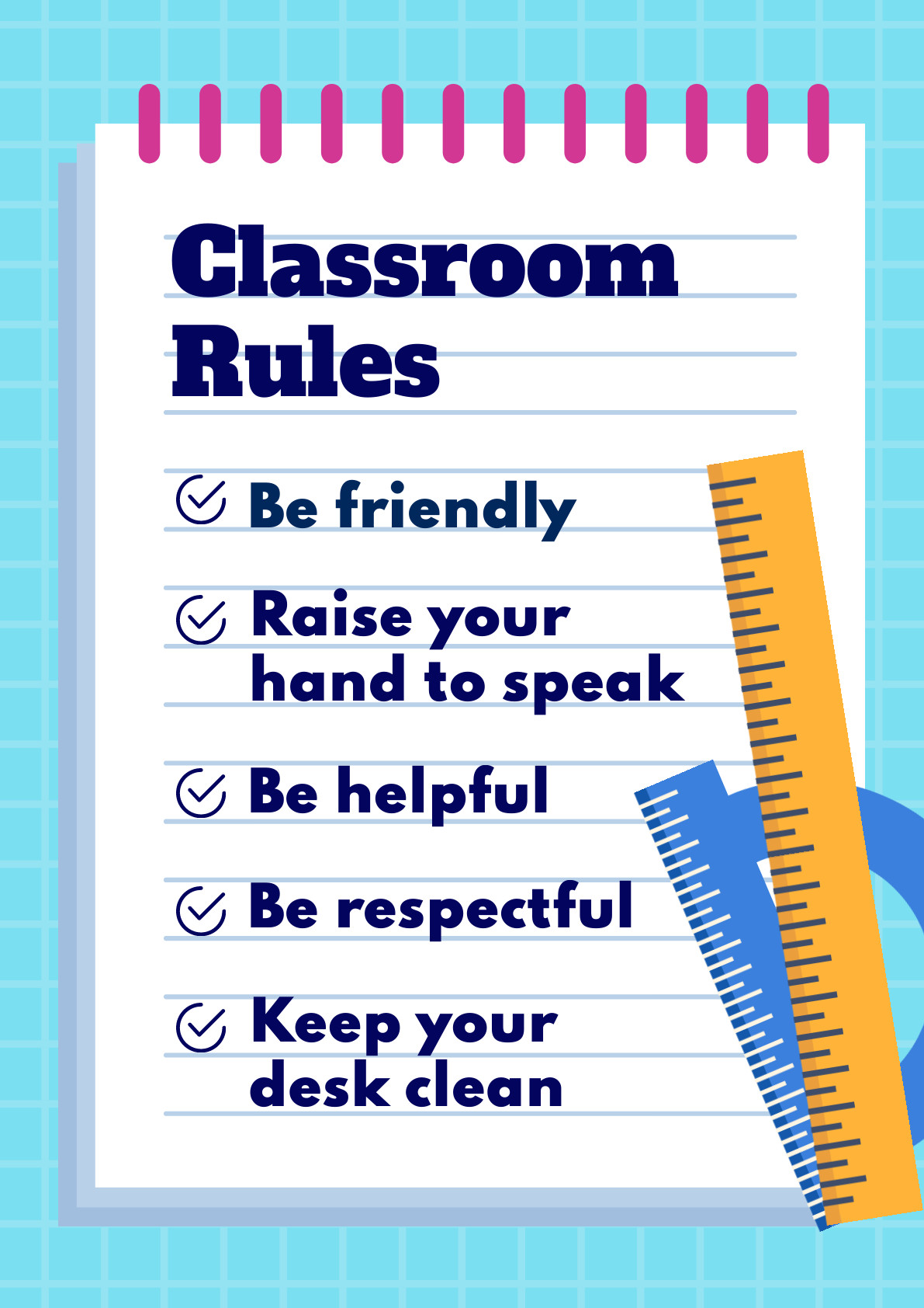 Classroom Rules School Poster 1191x1684 template