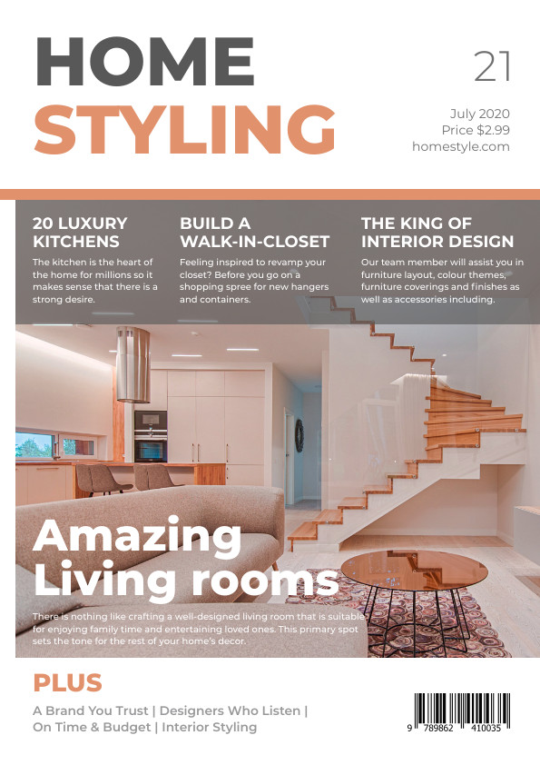 Elegant Home Styling Magazine – Cover Template  595x842 template