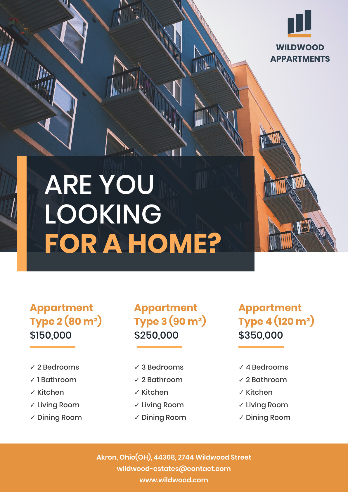 Wildwood Apartments – Poster Template 1191x1684 template
