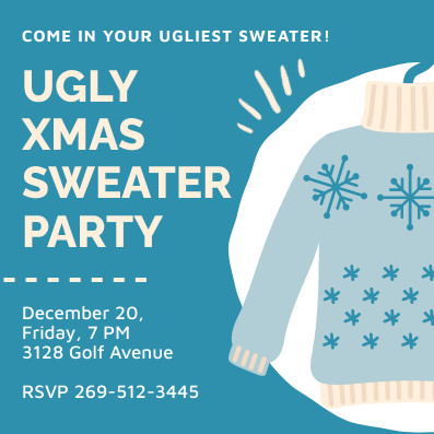 Ugly Christmas Sweater Party Invitation 397x397 template