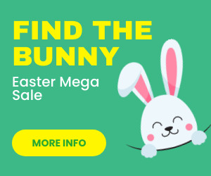 Find the Bunny Easter Mega Sale 300x250 template