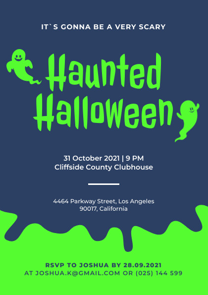 Haunted Halloween Green Ghost Flyer 420x595 template