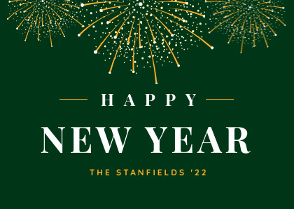 Yellow Fireworks Happy New Year Card 420x298 template