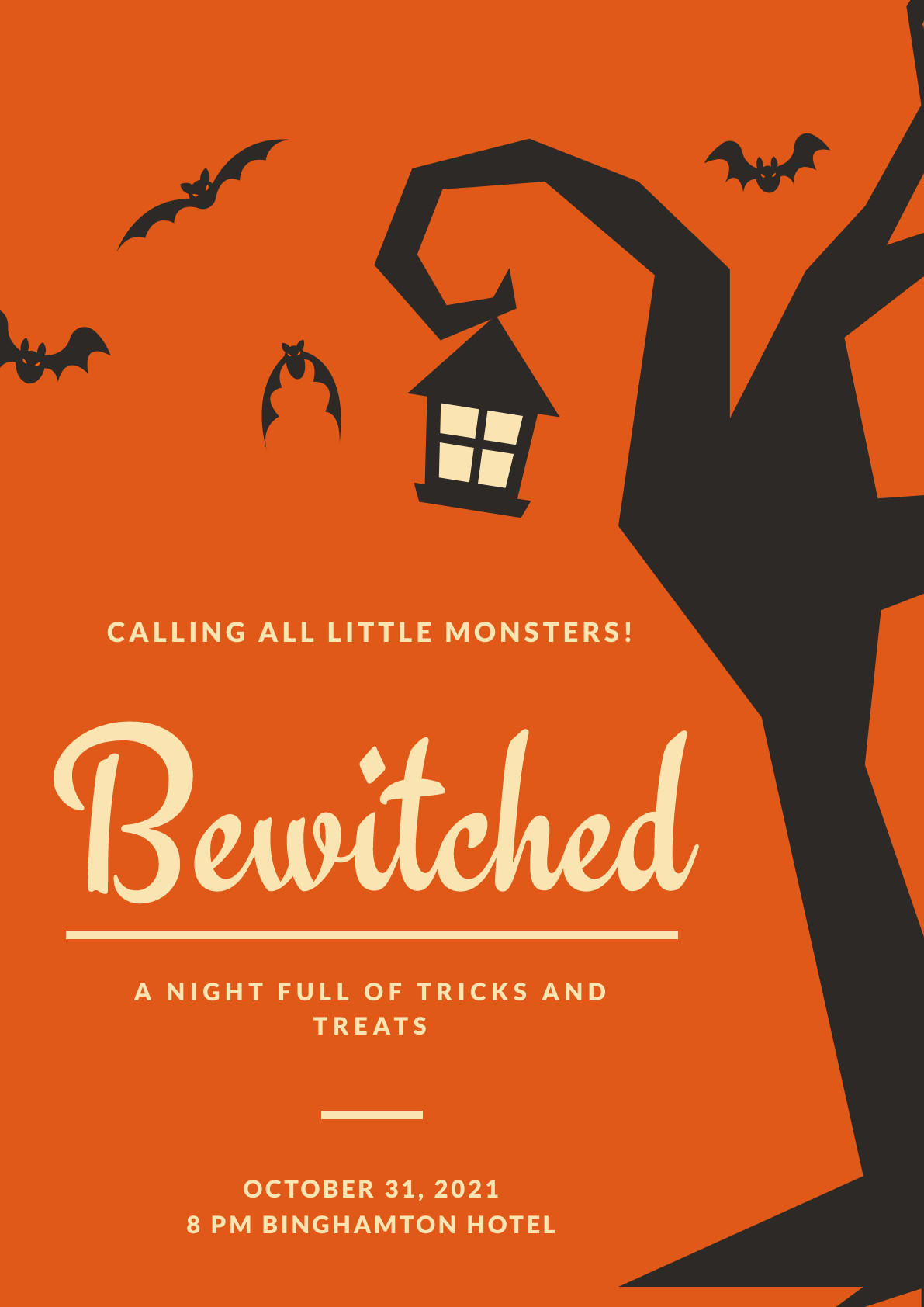 Halloween Bewitched Night Poster 1191x1684 template