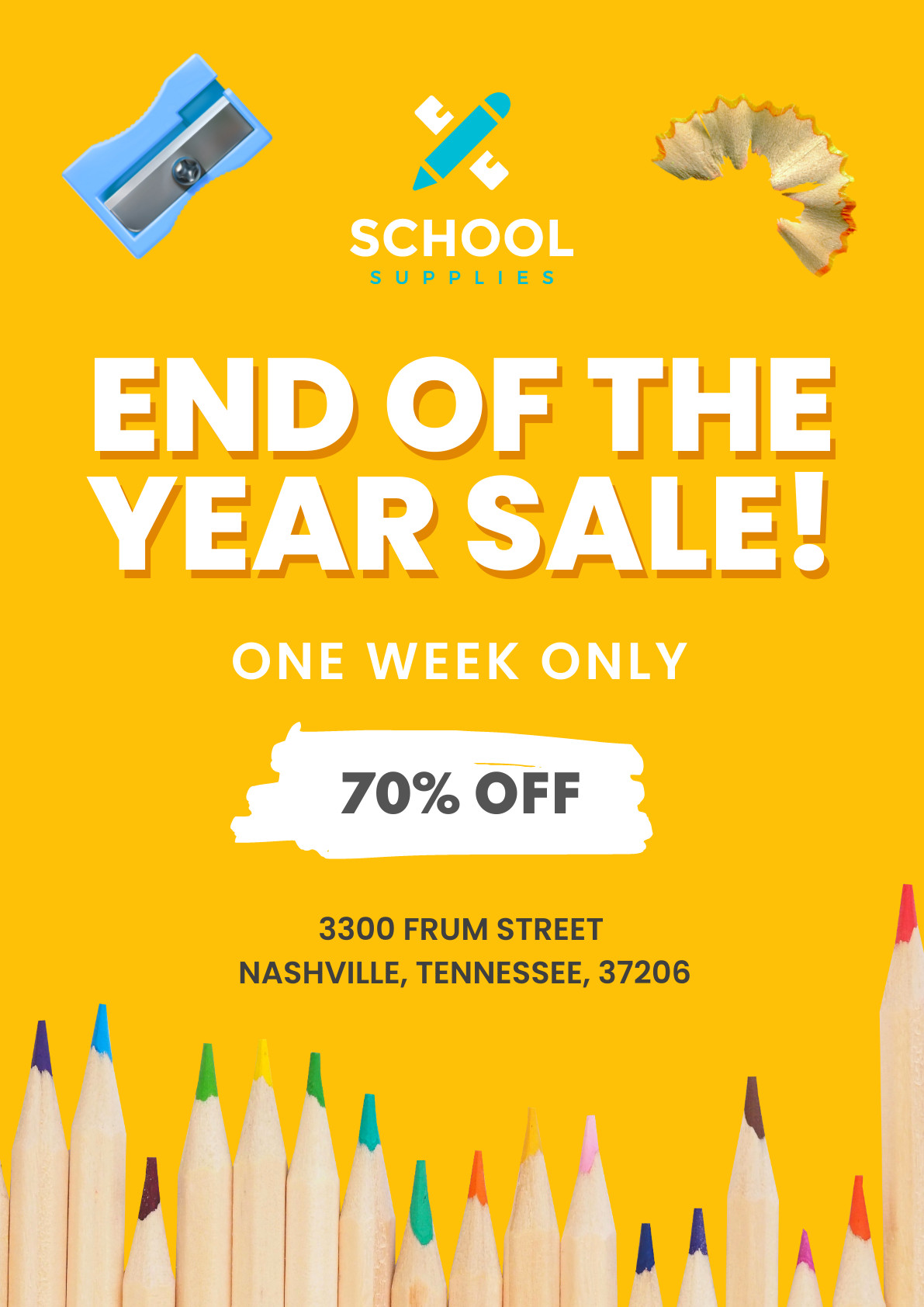 End of the School Year Sale Poster 1191x1684 template
