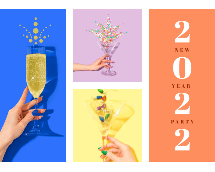 2022 New Year Light Party Photo Collage 709x567 template