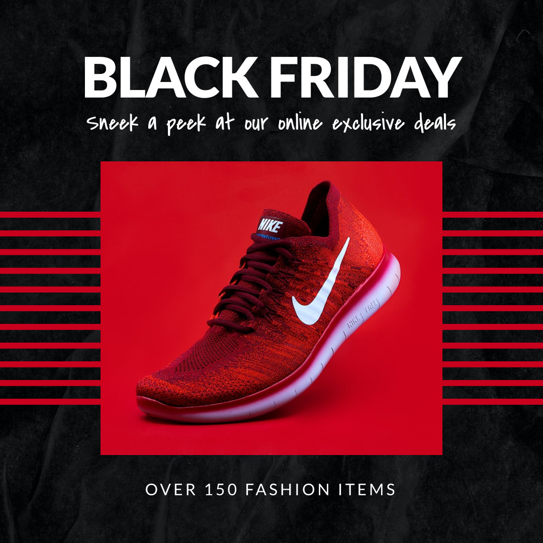 Sneek a Peek Black Friday Red Nike Shoe 1080x1080 template