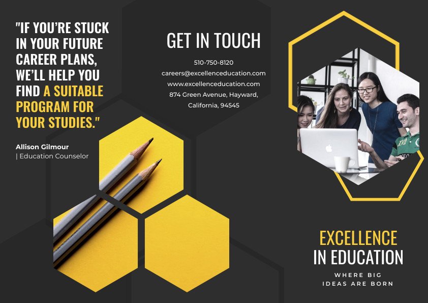 Excellence in Education Hexagon Brochure 842x595 template