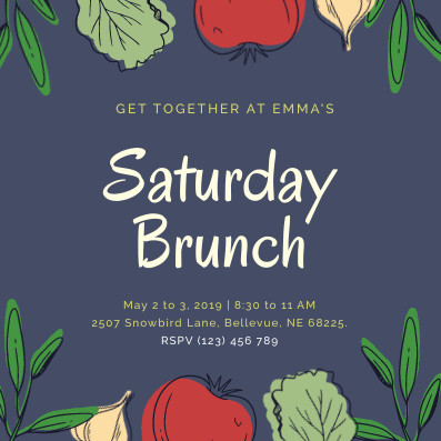 Emma's Saturday Brunch – Invitation Template 397x397 template