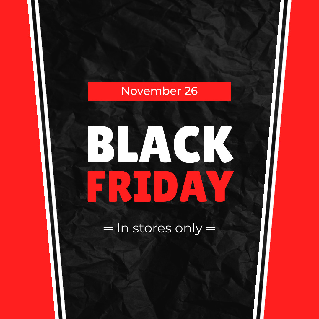 Black Friday In Red Stores Only 1080x1080 template