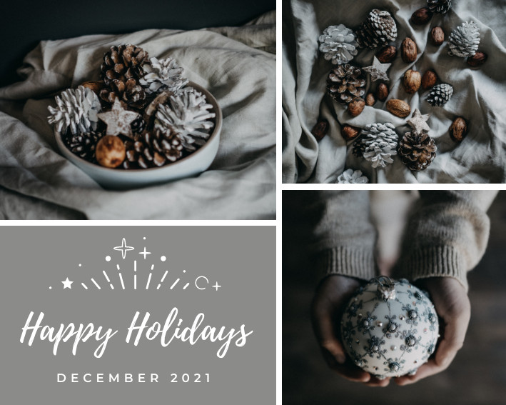 Silver Happy Christmas Holidays Photo Collage 709x567 template