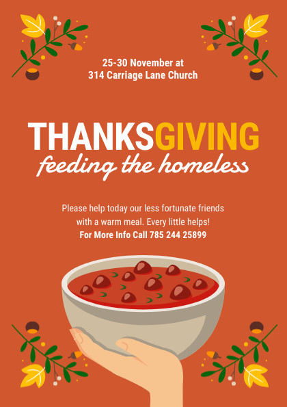 Feeding The Homeless Thanksgiving Flyer 420x595 template