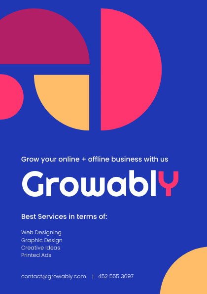 Grow Online and Offline Business Geometric Flyer 420x595 template