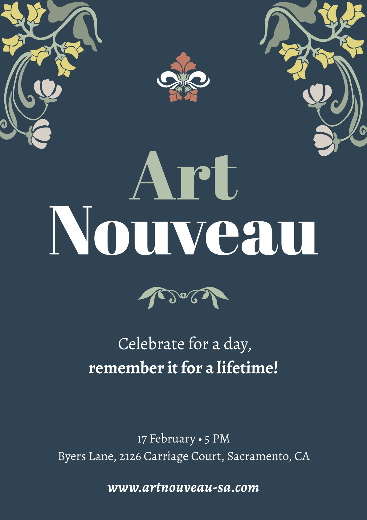 Art Nouveau Flowers – Poster Template 1191x1684 template
