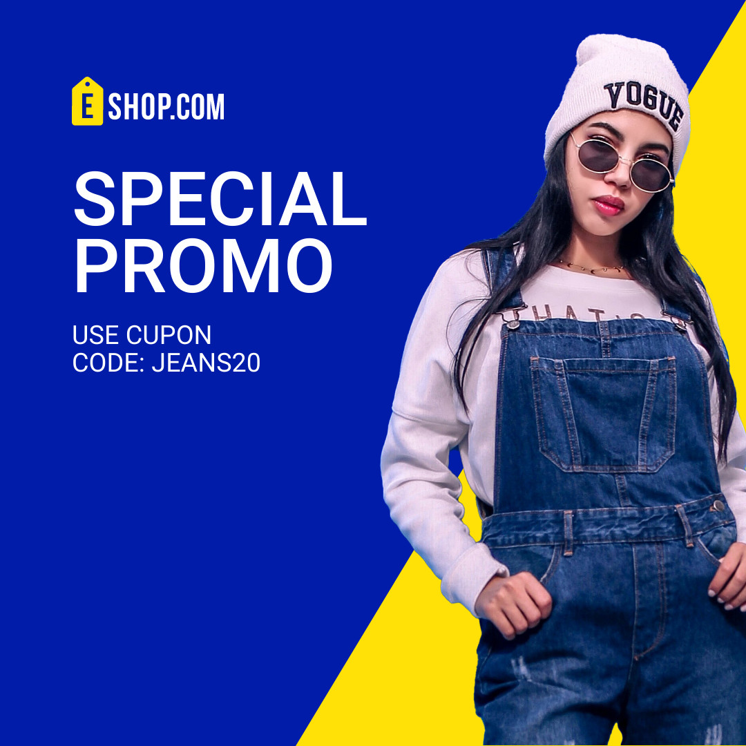 Special Jeans Promo with Coupon Code  1080x1080 template