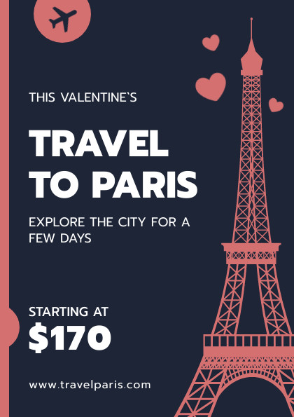Valentine's Day Travel to Paris Flyer 420x595 template preview