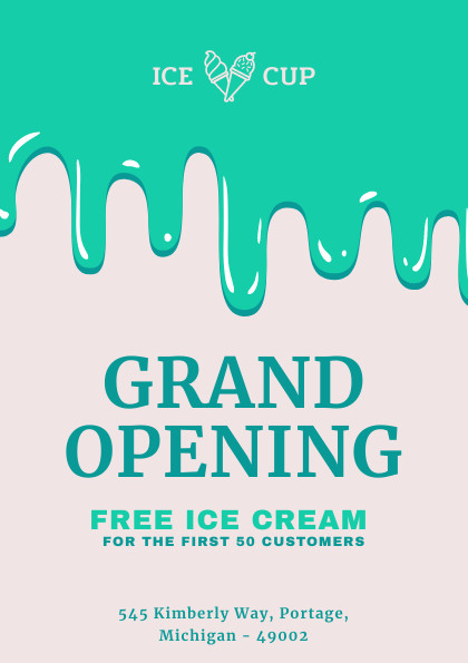 Grand Opening Green Ice Cream – Flyer Template 420x595 template