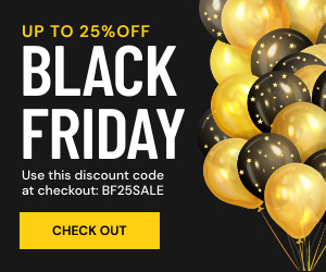 Gold Balloon Black Friday Discount 300x250 template
