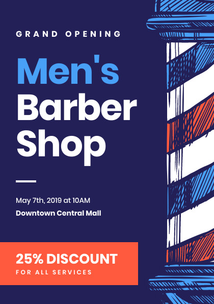 Man's Barbershop Grand Opening – Flyer Template 420x595 template preview