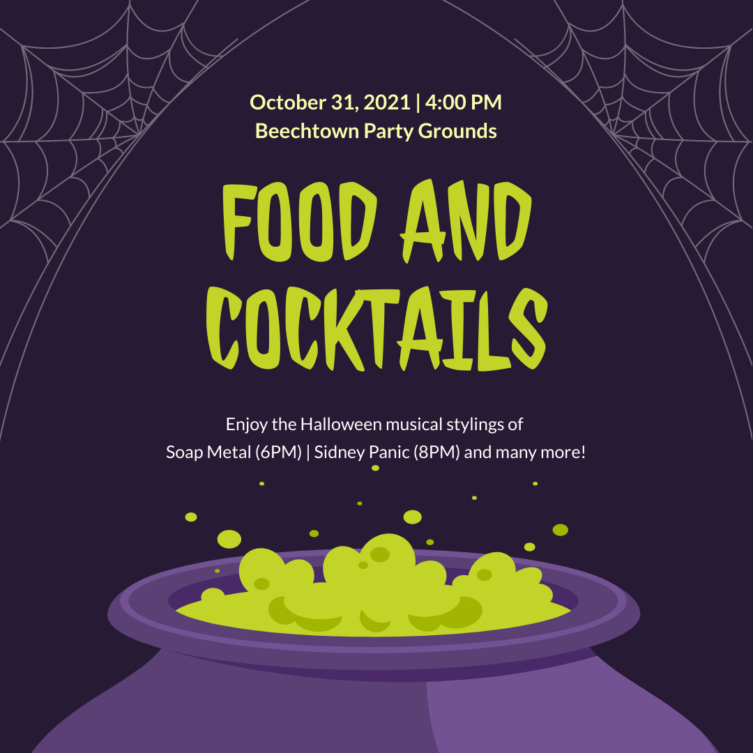 Halloween Food And Cocktails  1080x1080 template