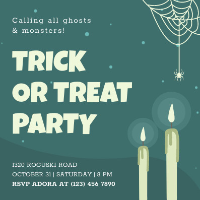 Trick or Treat Halloween Party Candles Invitation 397x397 template