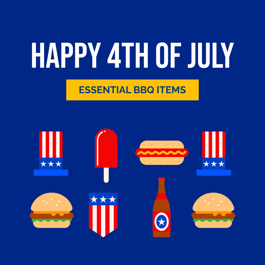 Fourth of July Essential BBQ Items 1080x1080 template