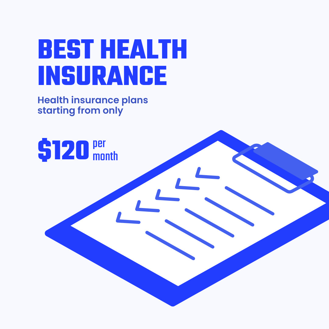 Blue Health Insurance Plans 1080x1080 template