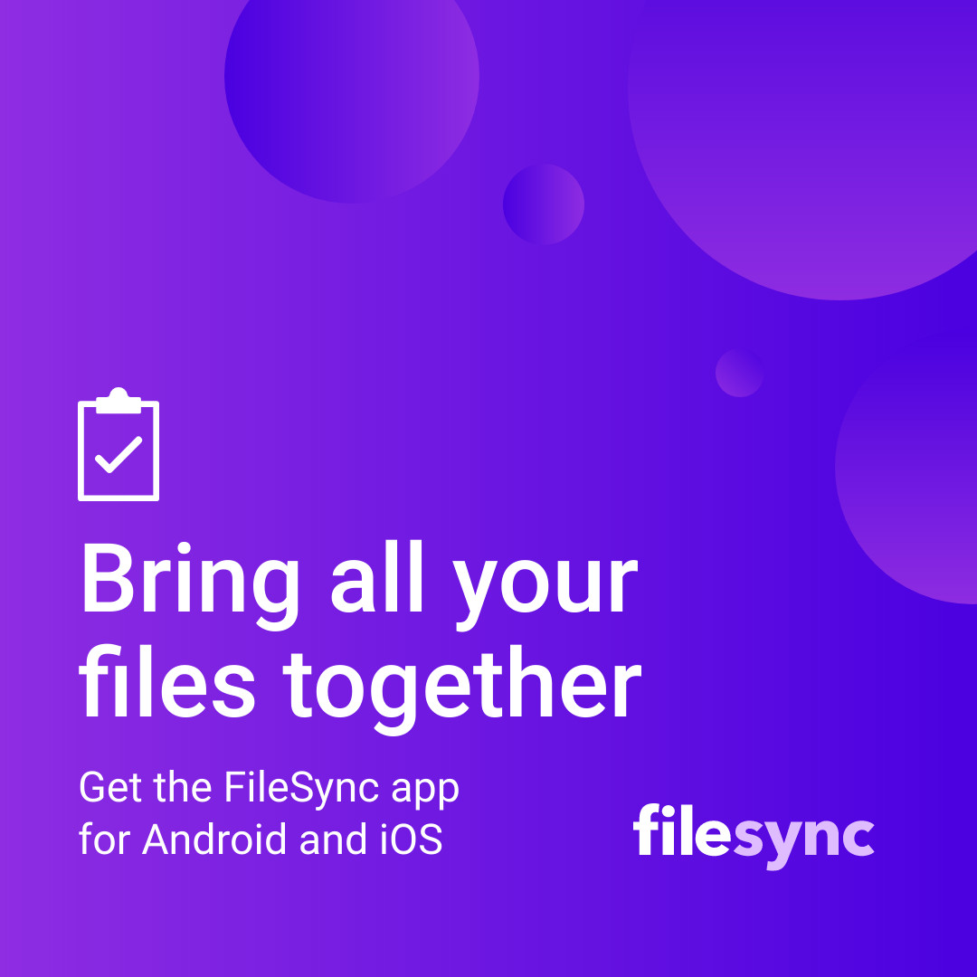Purple File Synchronization App 1080x1080 template