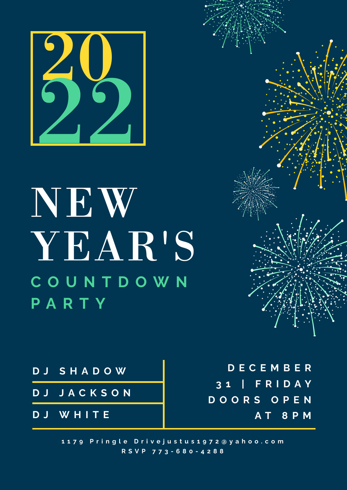 2022 New Year's Countdown Party Poster 1191x1684 template