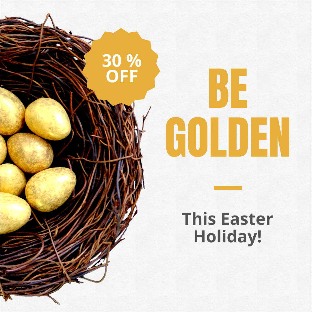 Golden Easter Egg with Promo 1080x1080 template