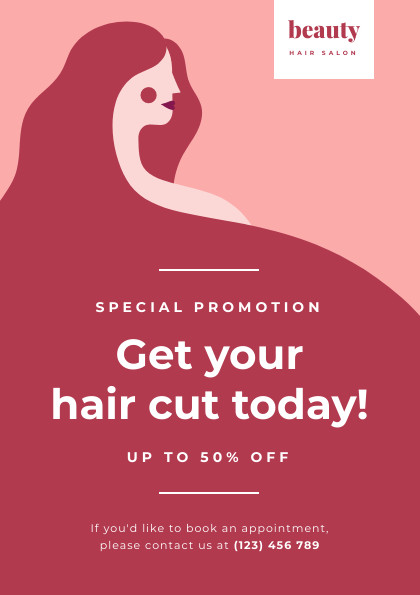 Red Woman Beauty Salon – Flyer Template 420x595 template preview