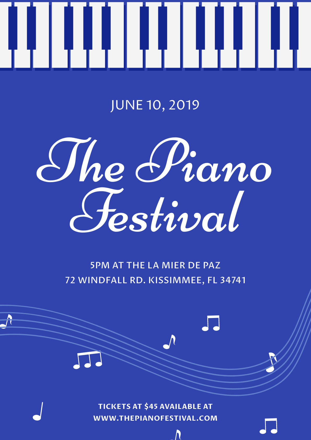 The Blue Piano Festival – Poster Template 1191x1684 template