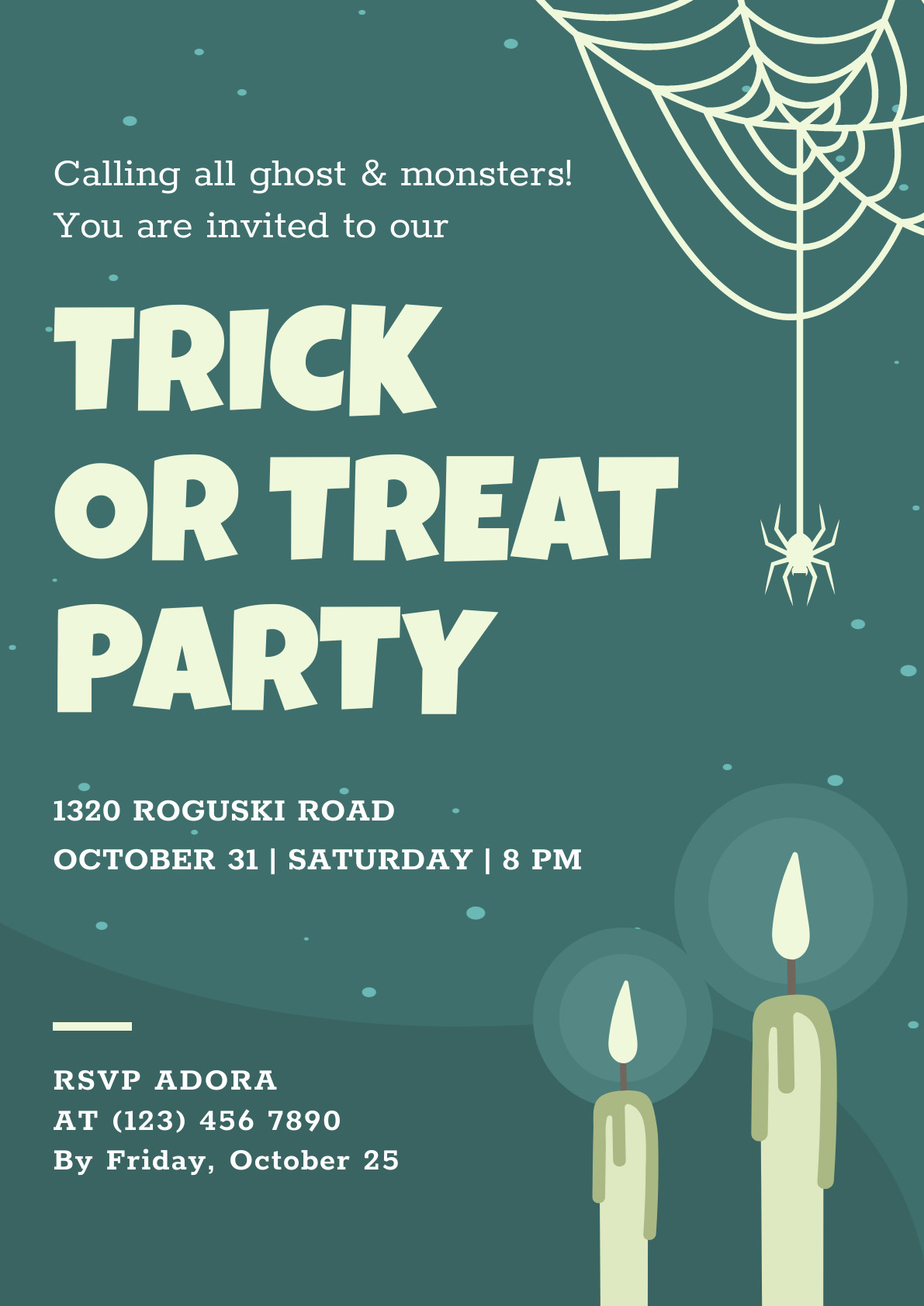 Trick or Treat Halloween Party Candles Poster 1191x1684 template preview