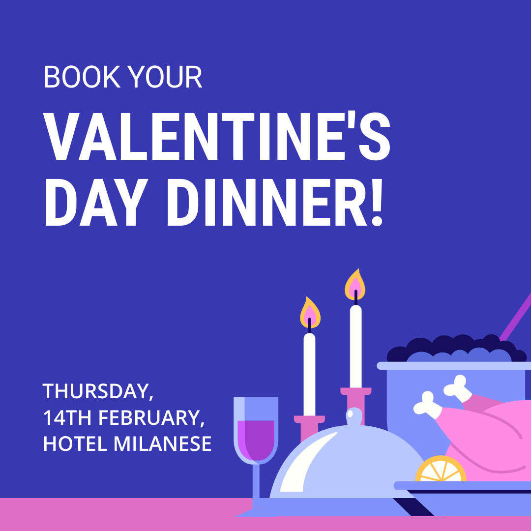 Valentine's Day Dinner Illustration 1080x1080 template