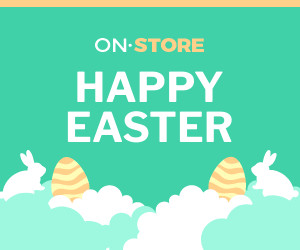 Happy Easter Bunny in Clouds 300x250 template