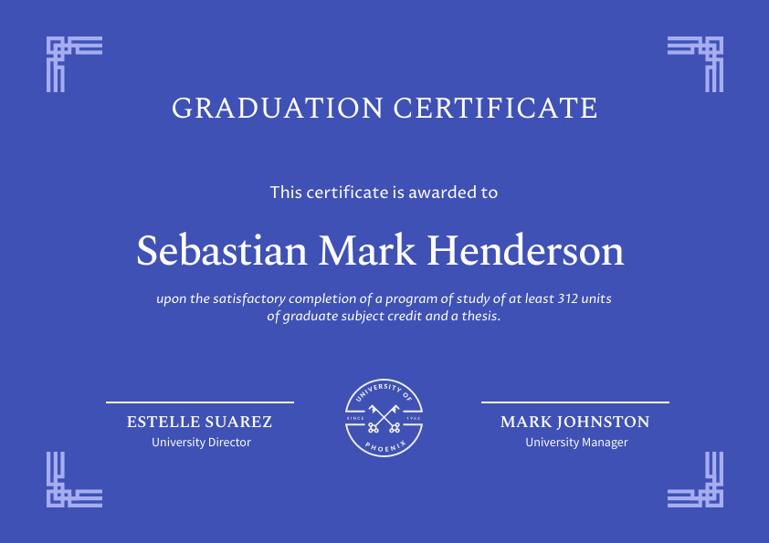 Sebastian Henderson Graduation – Certificate Template 842x595 template