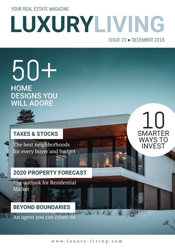 Teal Luxury Living Magazine – Cover Template  595x842 template