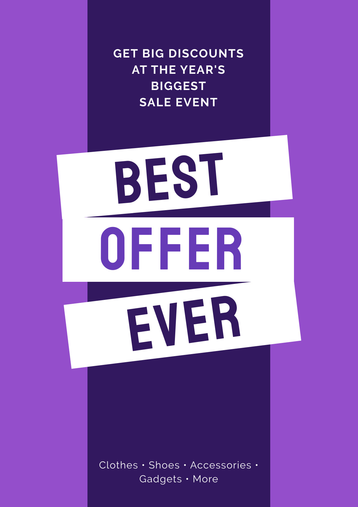 Best Offer Ever Purple Sale – Poster Template 1191x1684 template