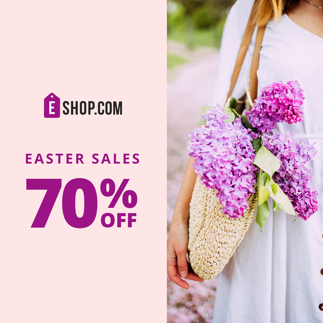 Purple Spring Easter Sales 1080x1080 template