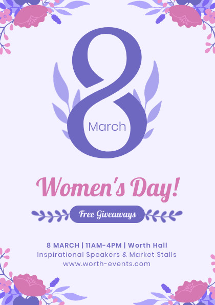 Purple Women's Day Giveaway – Flyer Template 420x595 template